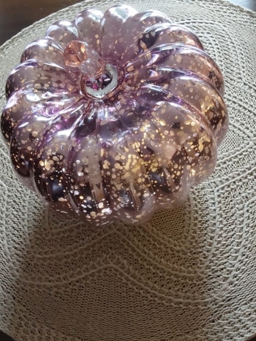 Decorative Light Purple Glass Pumpkin With Clear Lights